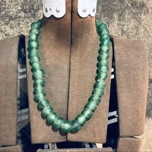 COPY - Vintage African green glass beaded necklace